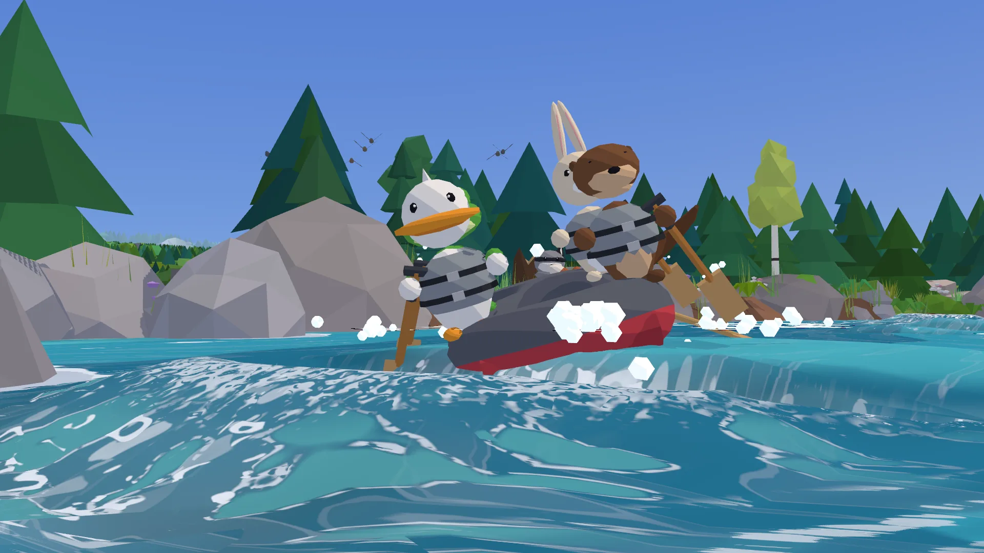 Otter Nonsense: a crew in a paddle raft riding a wave train on a turquoise river